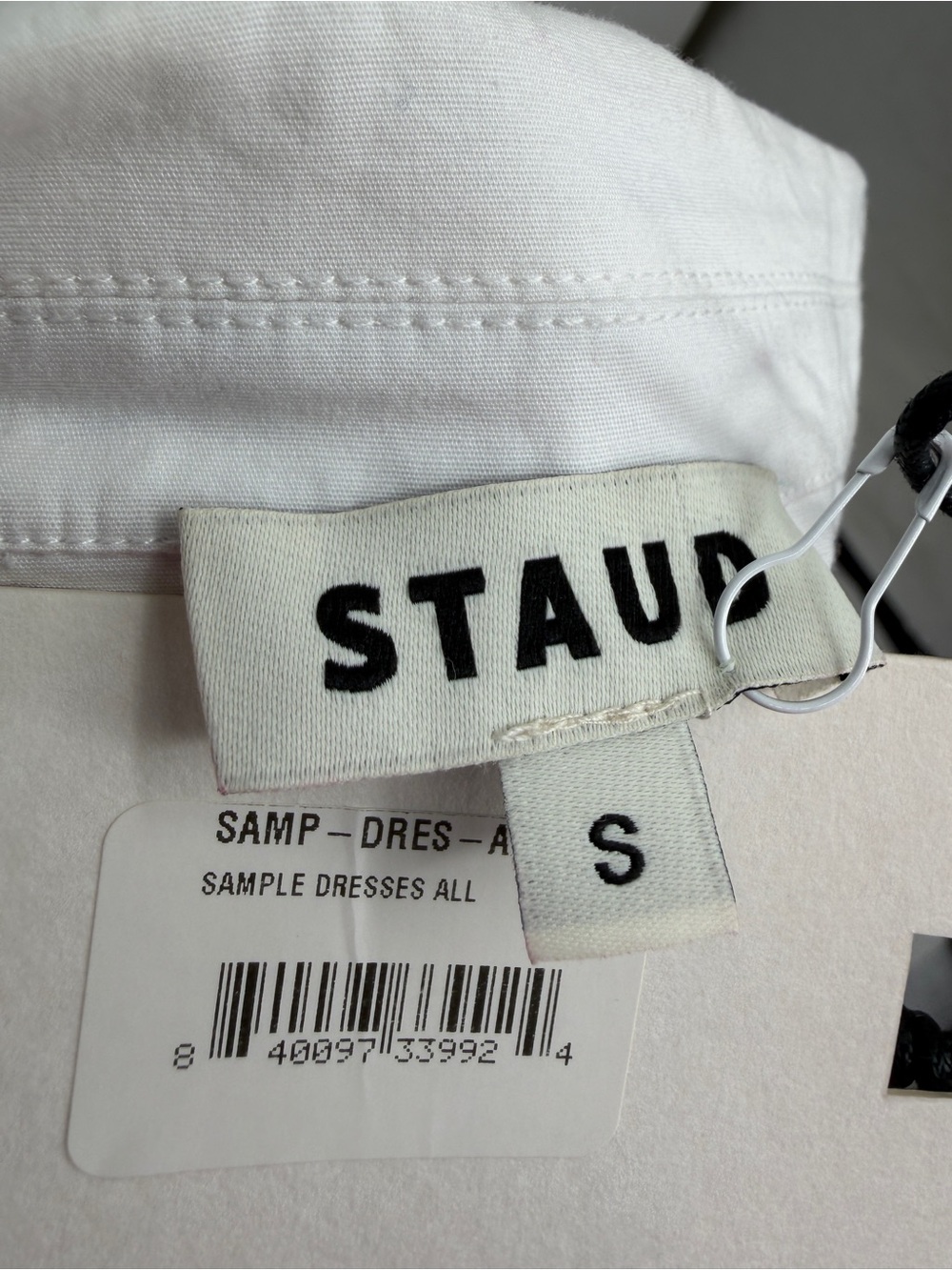 STAUD White 100% Linen Fish Print Maxi Shirt Dress Size S NWT Coastal Resort - Picture 10 of 12